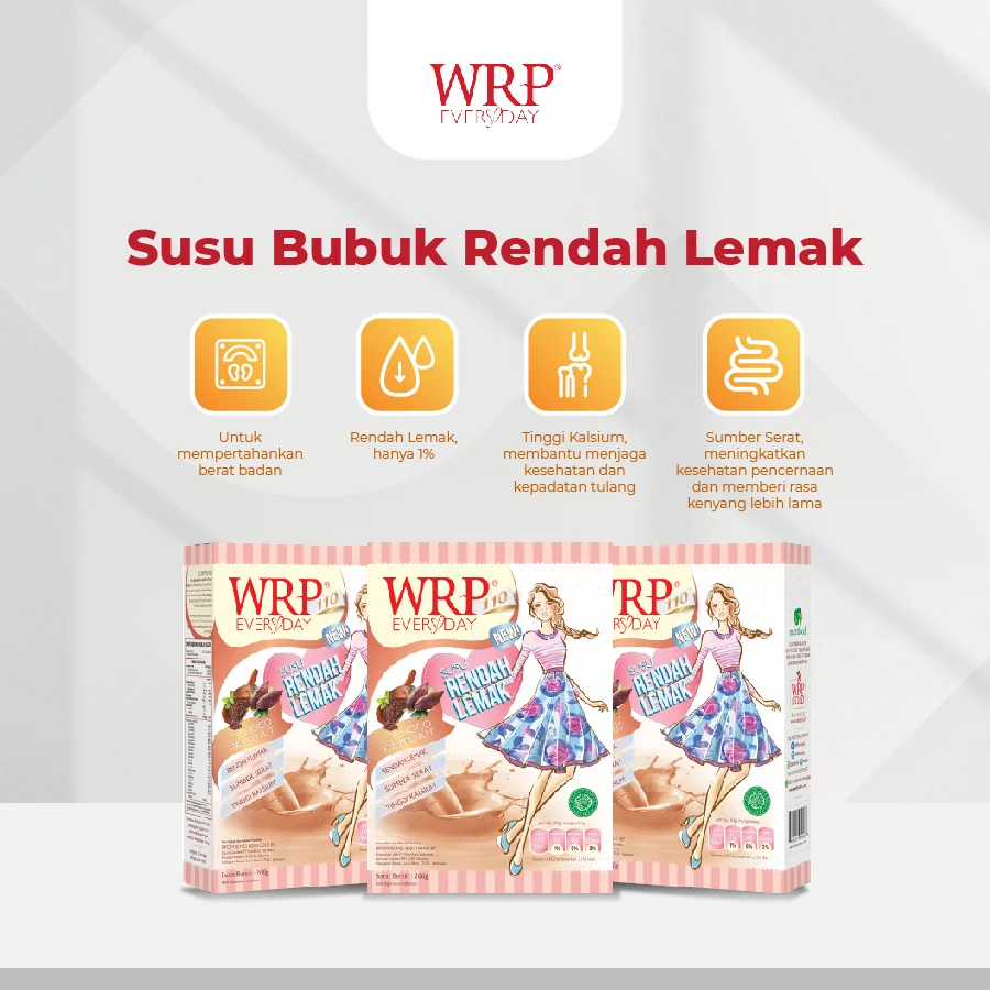 Susu Rendah Lemak WRP Low Fat Milk Varian Chocolate Hazelnut
